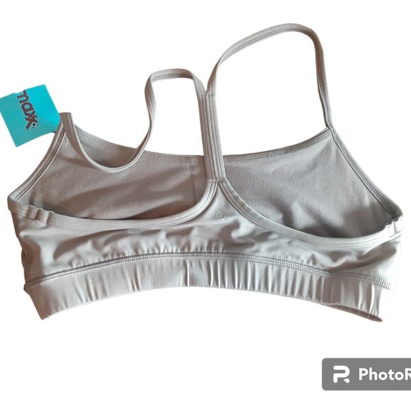 Beige Strappy Un Padded Sports Bra Crop Top - Picture 2 of 7